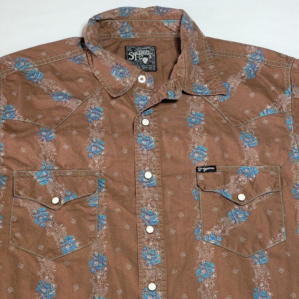 Brown Floral Button-Down Shirt